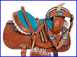 10 12 13 Blue Pony Leather Saddle Tack Western Youth Kids Saddle Tack Set Trail