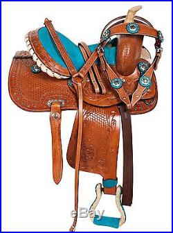 10 12 13 Blue Western Pony Pleasure Trail Horse Youth Child Kids Saddle Tack Set