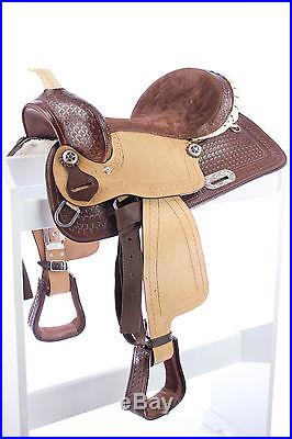 10 12 13 New Western Leather Horse Pony Kid Youth Trail Saddle Brown Rawhide