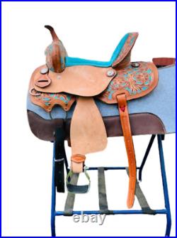 10 12 13 Western Horse Barrel And Floral Tooled Saddle With TACK SET BEST