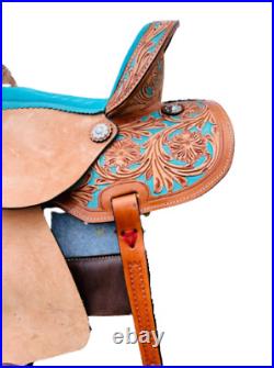 10 12 13 Western Horse Barrel And Floral Tooled Saddle With TACK SET BEST