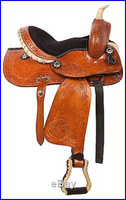 10 12 13 Western Pony Youth Horse Leather Saddle Tack Barrel Pleasure Trail