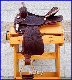 10 12 14 Children's Barrel Saddle Dark Oil Leather Fully Tooled