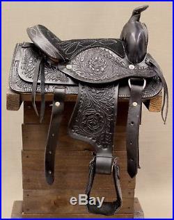 10 Black Western Pony Mini Youth Horse Leather Kids Saddle