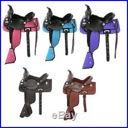 10 Inch Children's Synthetic Krypton & Leather Western Saddle Pick from 5 color