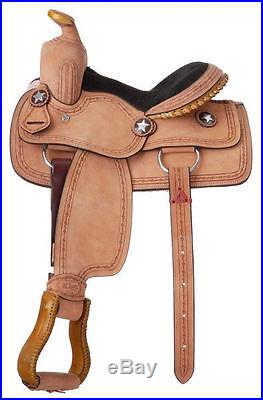 11 Children's Youth Roughout Barbwire Tooled Western Saddle Free Shipping in US
