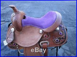 12 13 Purple Pony Kids Youth Barrel Racing Trail Leather Western Horse Saddle