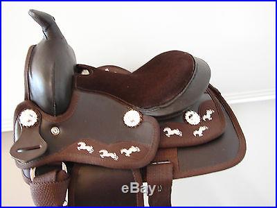 12 13 Running pony Brown Western Trail Kid Youth SYNTHETIC SADDLE Headstall BP