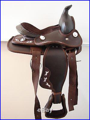 12 13 Running pony Brown Western Trail Kid Youth SYNTHETIC SADDLE Headstall BP