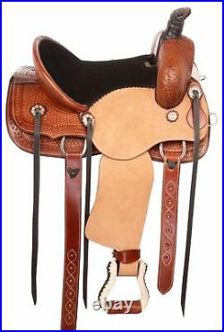 12 13 Western Youth Children Kid Team Roping Horse Leather Saddle Tack Set