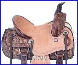 12 13 in WESTERN YOUTH HORSE LEATHER SADDLE TACK BARREL PLEASURE TRAIL SET
