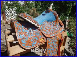 12 Blue Western Horse Barrel Racer Youth Leather Pleasure Trail Show Saddle