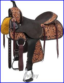 12 Childs Western Saddle Traverse Trail All Leather Two Tone Suede Seat