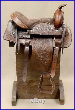 12 Kids Brown Leather Pleasure Western Pony Saddle Mini Shetland Pony Saddle