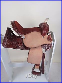 12 Youth Kids Leather Western Barrel Racing Trail Pony Saddle Laced Cantle BNS