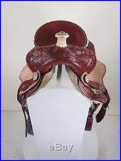 12 Youth Kids Leather Western Barrel Racing Trail Pony Saddle Laced Cantle BNS