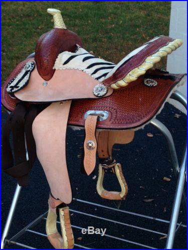12 Zebra barrel racing saddle plus headstall