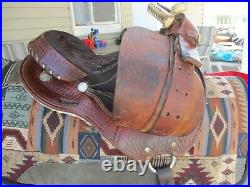 13'' Circle M #1312 Brown basket weave western barrel saddle QH BARS