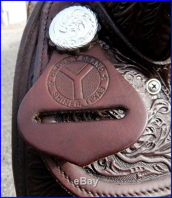 13 in. Circle Y Youth Horse Show Saddle Silver Corner Plates Amazing Condition
