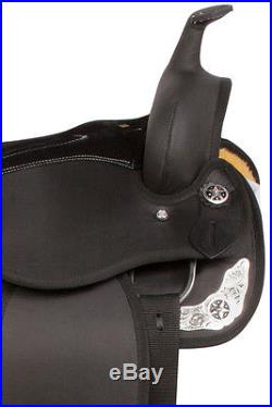 14 15 16 17 18 Black Show Silver Synthetic Western Trail Horse Saddle Tack Pad