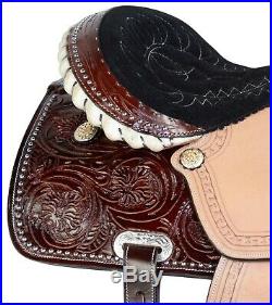 14 15 16 17 Beautiful Tooled Leather Western Barrel Trail Horse Saddle Tack Set