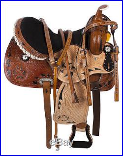 14 15 16 Cowgirl Western Barrel Racing Pleasure Trail Horse Leather Saddle Tack