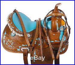 14 15 16 Turquoise Western Barrel Pleasure Trail Show Horse Leather Saddle Tack