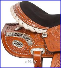 14 15 16 Western Barrel Racing Pleasure Trail Cowgirl Up Leather Saddle Tack Set