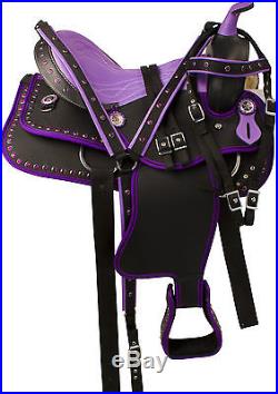 14 15 16 Western Barrel Racing Saddle Pleasure Trail Horse Free Tack Pad Purple