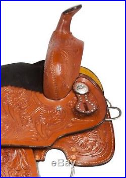 14 16 Western Barrel Racing Show Trail Silver Cowgirl Leather Saddle Tack Set
