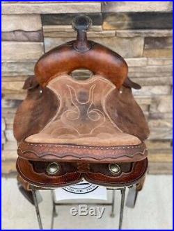 14.5 Santa Fe Brown Leather barrel saddle Clean
