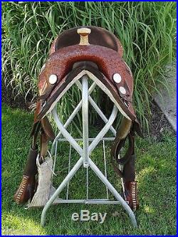14 Original BOB MARSHALL Treeless Western Horse Barrel Saddle w Silver Trim