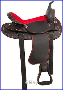 14 Red Crystal Cordura Pleasure Trail Western Horse Saddle Tack Set Pad