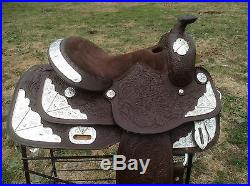 14 Royal King youth Western show saddle tooled dark oil leather withsilver
