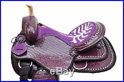 15Western Purple Synthetic Leather Barrel Racer Spot Studded Purple Seat Saddle