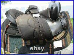 15'' #101 Black Big horn Leather & Cordura western barrel trail saddle QH BAR