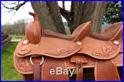 15 10 Classic Double Seat Western Leather Trail Show Parade Horse Saddle Tack