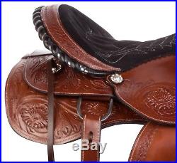 15 16 17 18 Brown Leather Western Tooled Endurance Work Trail Horse Saddle Tack