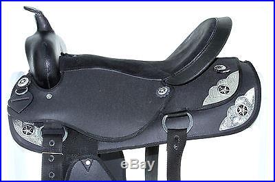 15 16 17 18 New Synthetic Pleasure Trail Horse Black Show Saddle Tack Bridle