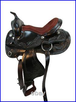15 16 17 Used Trail Saddle Western Horse Pleasure Floral Tooled Leather Tack Set