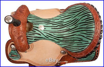 15 16 17 Western Turquoise Barrel Saddle Racing Horse Leather Show Tack Trail