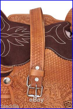 15 16 18 Western Brown Barrel Saddle Racing Horse Leather Tack Pleasure Trail