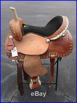 15 16 Buckstitch Barrel Racing Show Pleasure Tooled Leather Western Horse Saddle