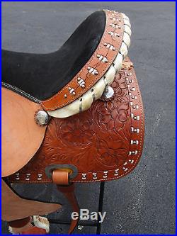 15 16 Buckstitch Barrel Racing Show Pleasure Tooled Leather Western Horse Saddle
