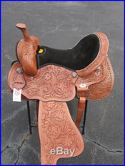 15 16 Barrel Racing Arabian Pleasure Floral Tooled Leather Western Horse Saddle