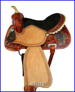 15 16 Barrel Racing Deep Seat Pleasure Horse Rodeo Trail Western Leather Saddle