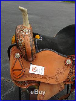 15 16 Barrel Racing Show Cowboy Pleasure Tooled Leather Western Horse Saddle