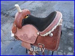 15 16 Barrel Racing Show Trail Floral Tooled Leather Western Horse Saddle Tack