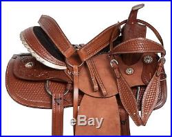 15 16 Cowboy Trail Ranch Roping Horse Leather Saddle Tack Set