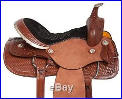 15 16 Extra Wide Bars Western Pleasure Trail Barrel Leather Horse Saddle